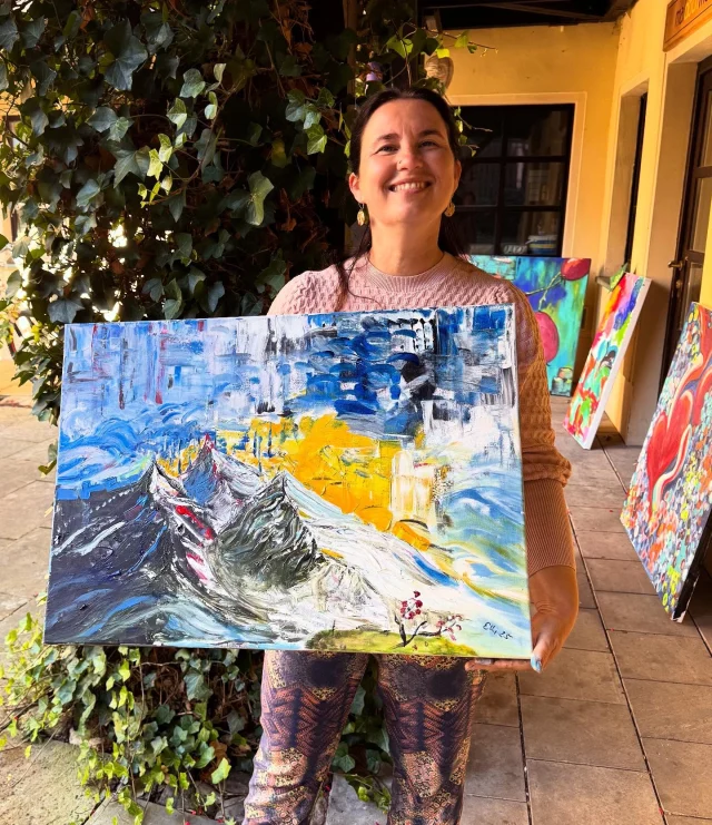 Lange nicht Acryl gemalt🥳… und doch einen ganz professionellen Weg mit und zur Farbe gefunden-… hab Dank-schön wars 😊